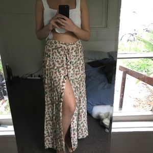 90s button front floral maxi skirt
